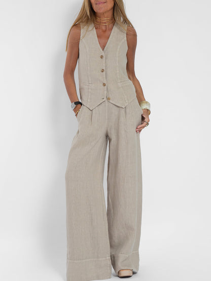 Vest & Pants Cotton Leisure Suit