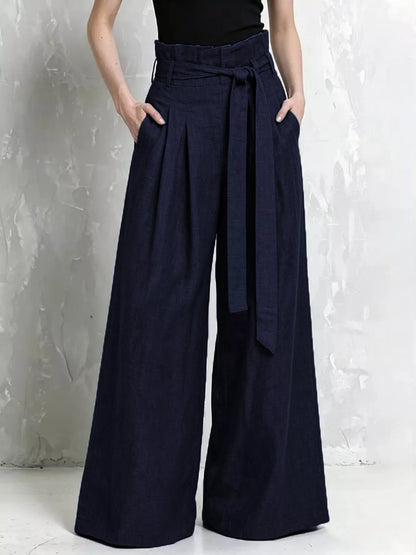 Full Size Wide-Leg Paperbag Waist Pants Plus Size