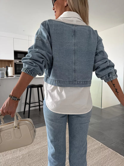 Sweat-shirt en jean bleu