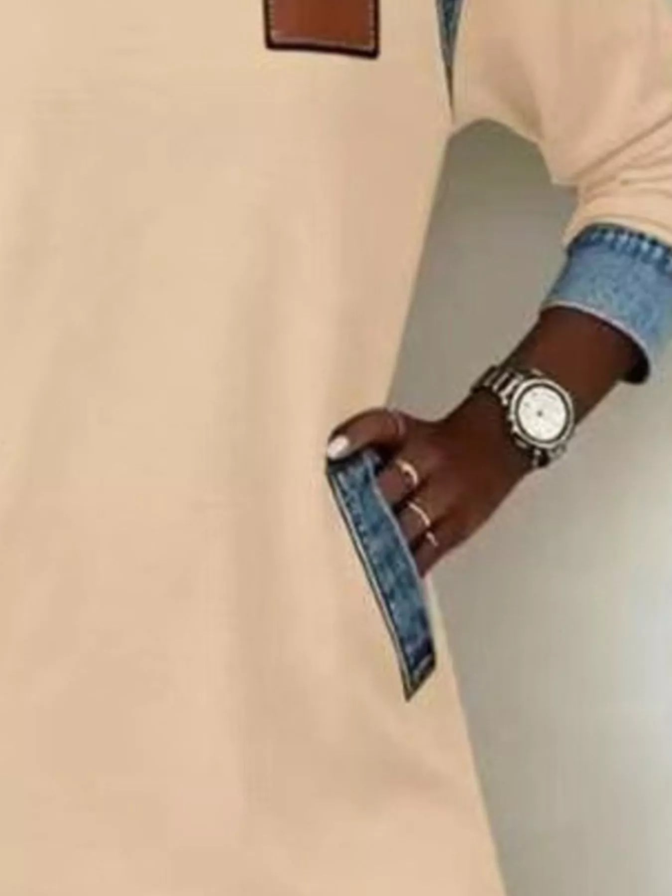 Full Size Denim Patchwork Hooded Sweatshirt Dress Plus Size