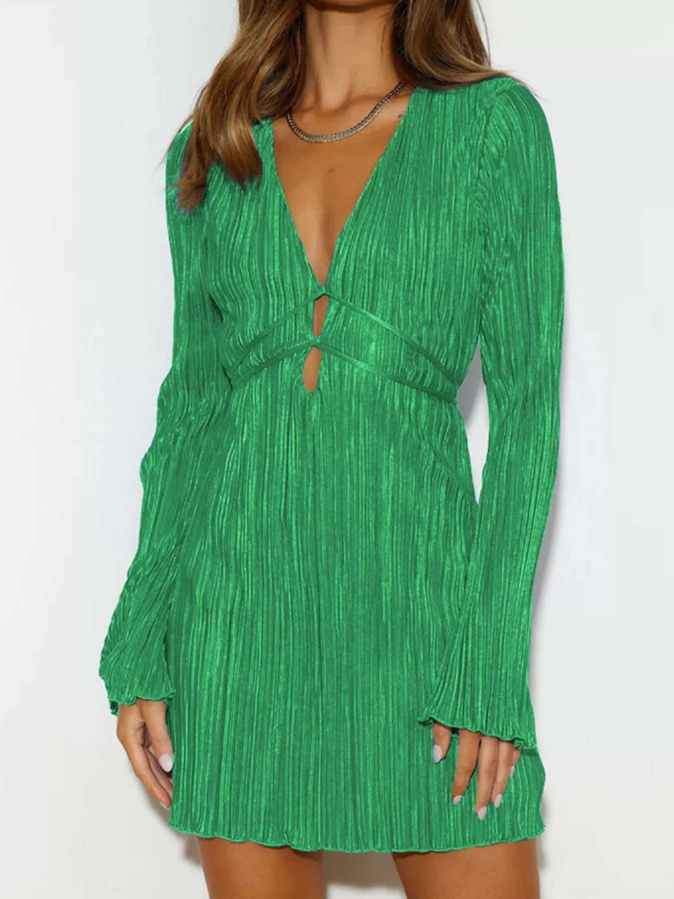 Cutout Flare Sleeve Mini Dress