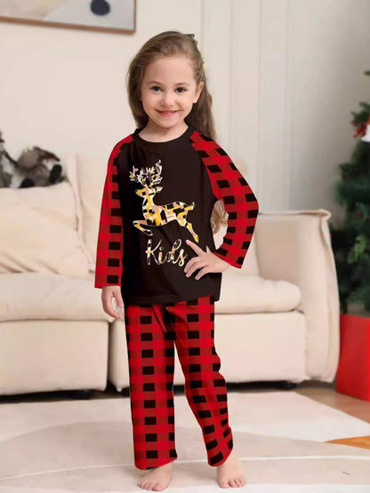 Full Size Family Matching Christmas Pajamas Set with Reindeer Graphic Plus Size
