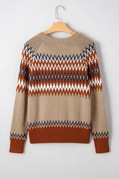 Geometric Pattern Long Sleeve Sweater