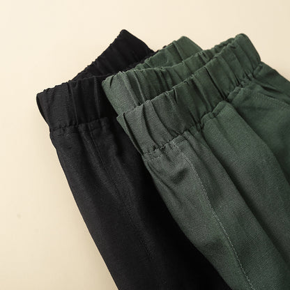 Simple cotton and linen cropped casual pants