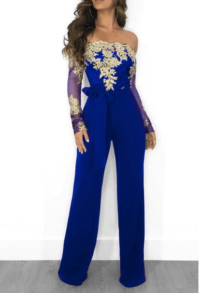 Lace off Shoulder Wide Leg Jumpsuit