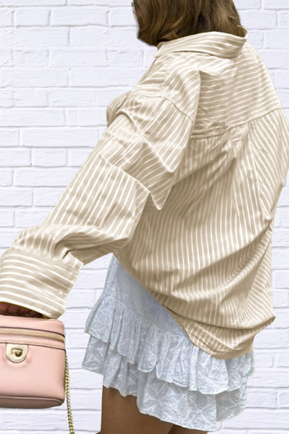 Effortless Cool – Oversized Striped Button-Down Shirt