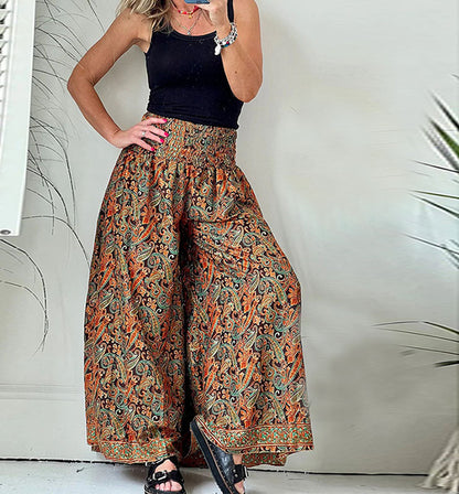 Printed Wide-leg Casual Pants Trousers