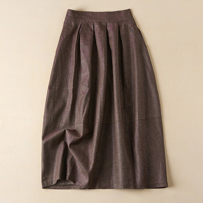 Simple cotton linen casual skirt