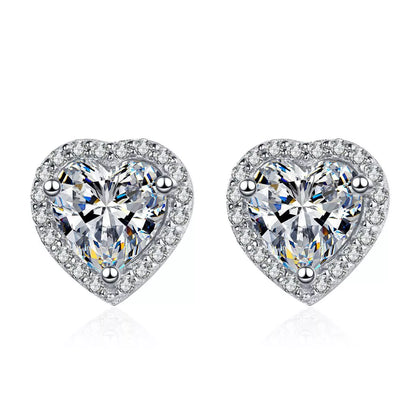 2 Carat 925 Sterling Silver Moissanite Heart Earrings