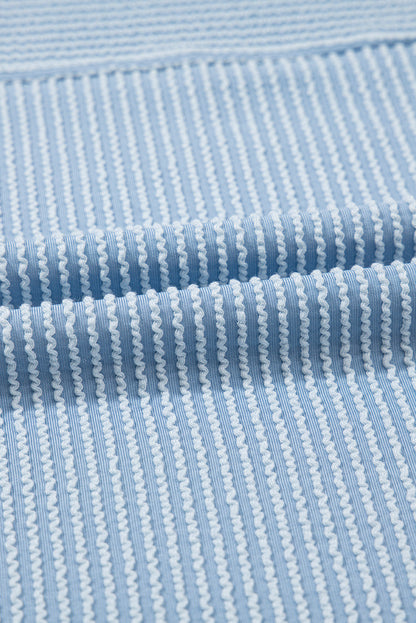 Myosotis Plain Corded Knit Mock Neck T Shirt