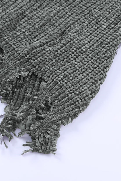 Blue Zone Planet | Distressed Round Neck Drop Shoulder Sweater