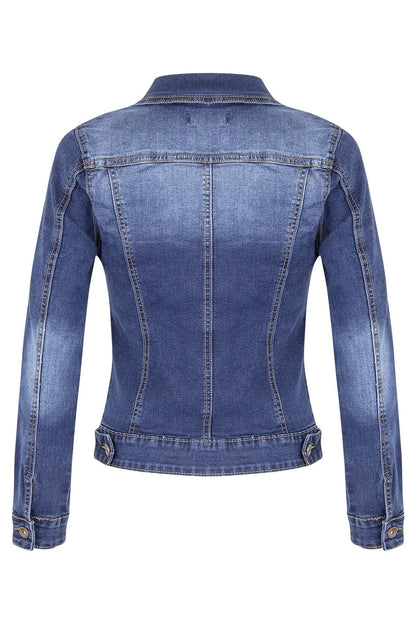 Short Biker Stretch Denim Jacket