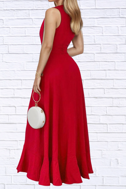Plus Size Ruffled High-Low Maxi Dress for Women | Elegant Flowy Evening & Special Occasion Dress