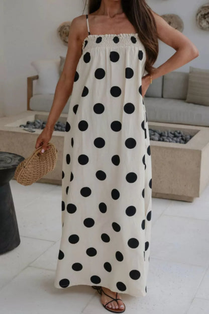 Polka Dot Spaghetti Straps Maxi Dress