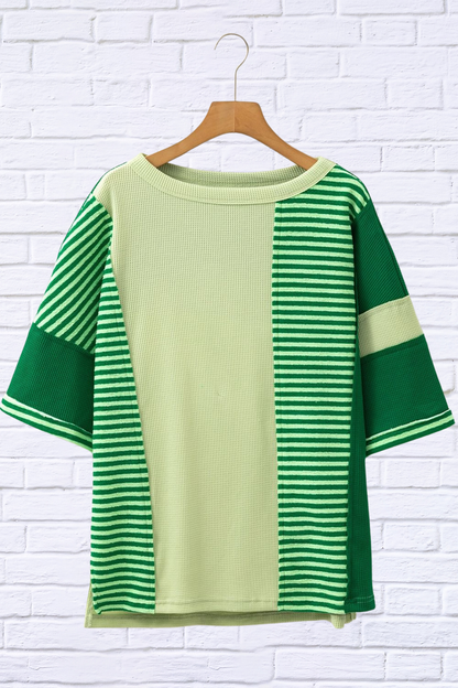 Striped Textured Half Sleeve T-Shirt
