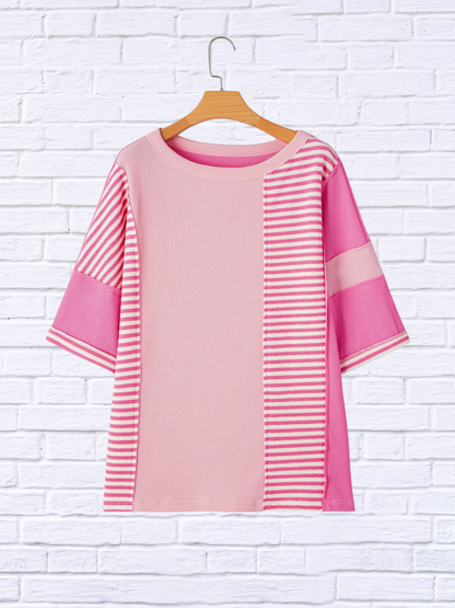 Stripe Color Block Half Sleeve T-Shirt