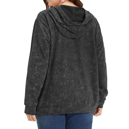 Plus Size Long-sleeved Pullover Hoodie with Pockets and Drawstring