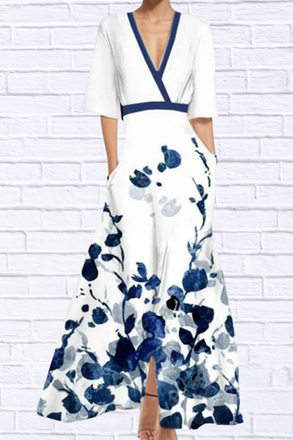 Floral Print Half Sleeve Maxi Dress