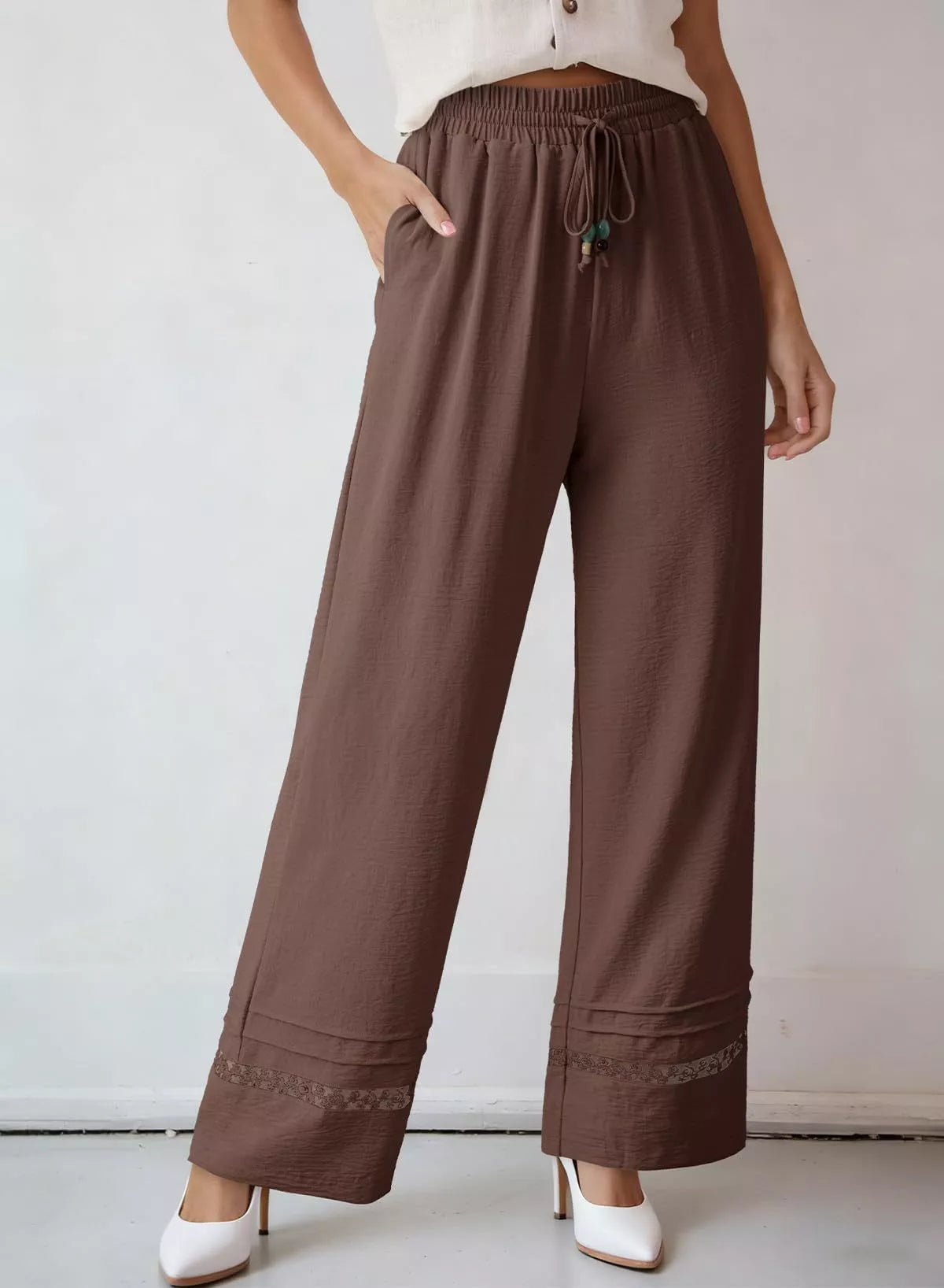 Casual Wide Leg Drawstring Pants