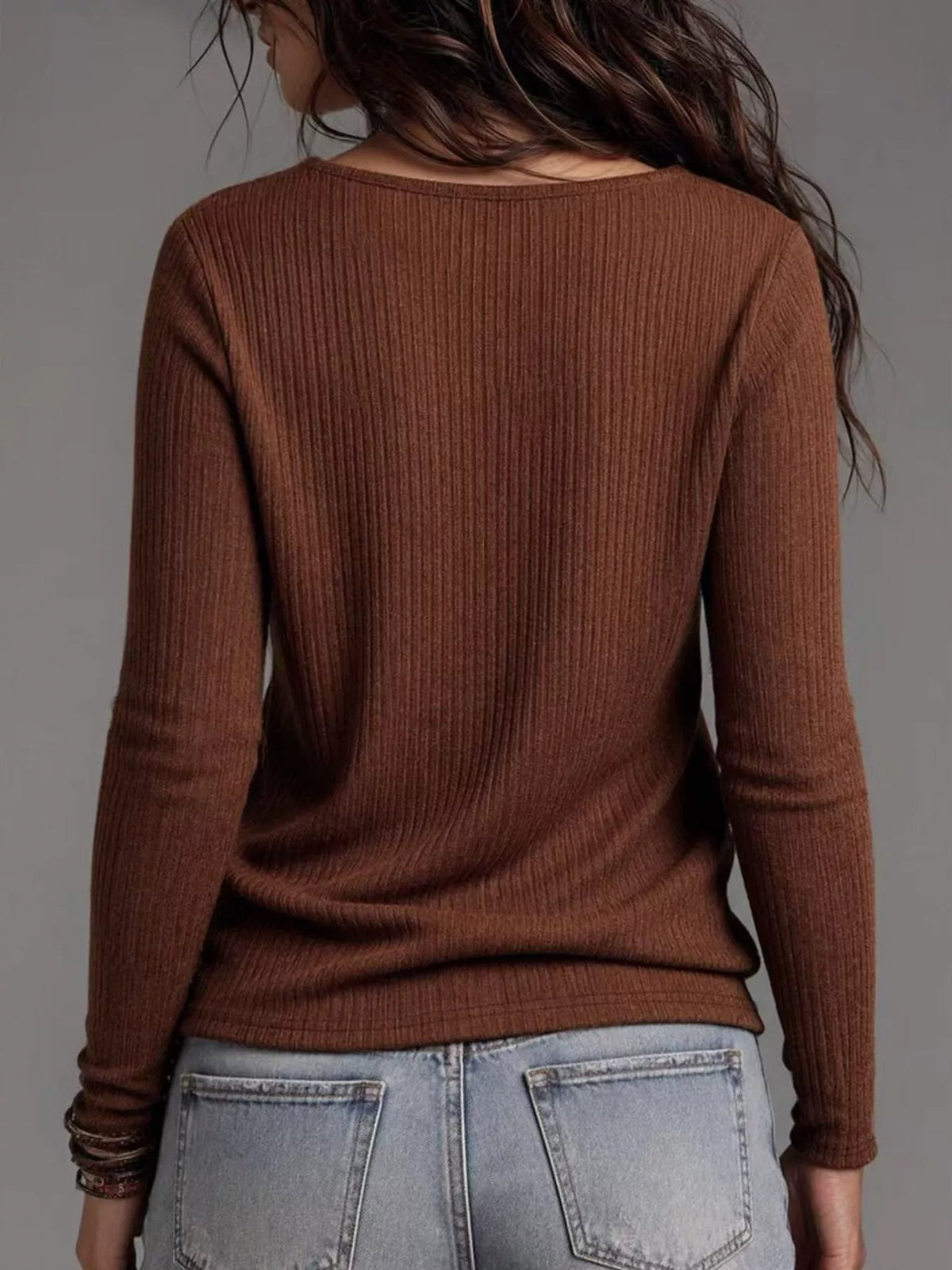 Ribbed Cowl Neck Knit Top