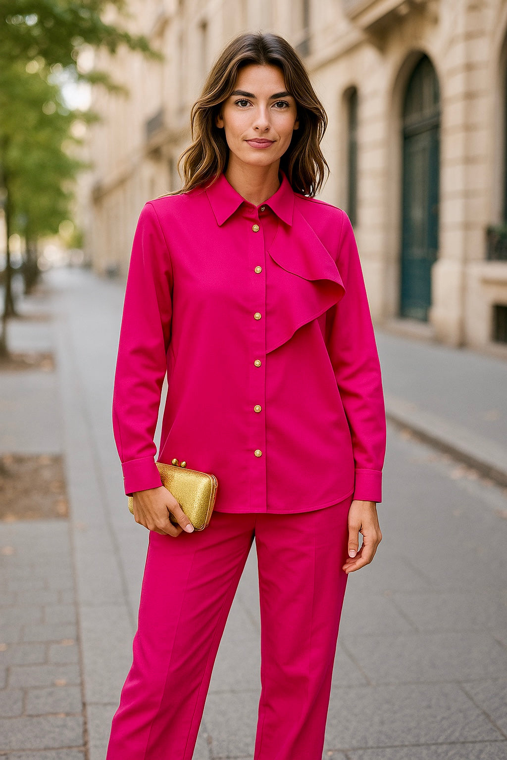 Women’s Hot Pink Long Sleeve  Shirt