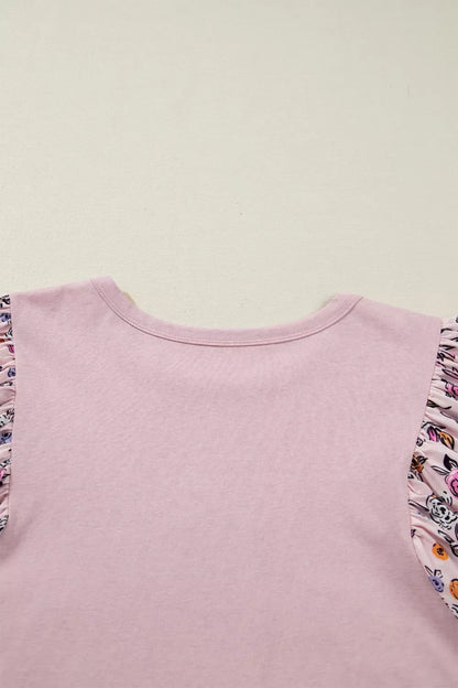 Floral Patchwork Bell Sleeve Blouse