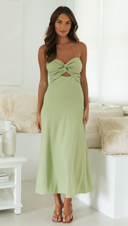 Solid Color Tube Top Maxi Dress