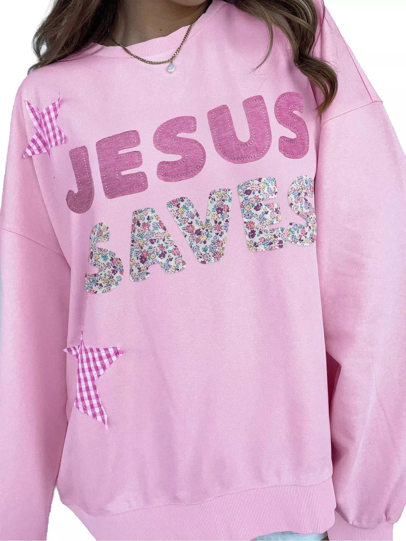 JESUS SAVES Dropped Shoulder Sweatshirt