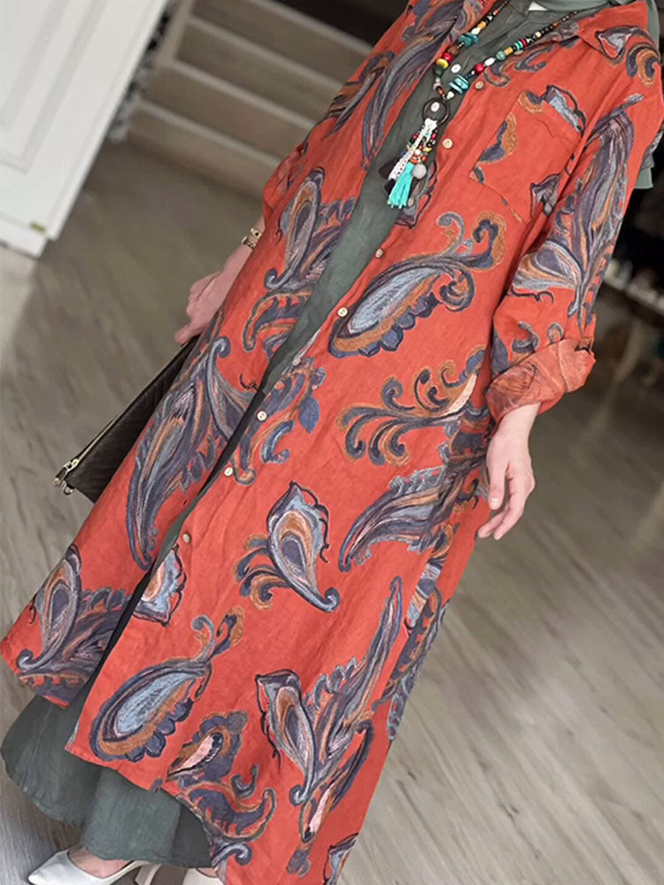 Floral Printed Long-sleeved Cardigan