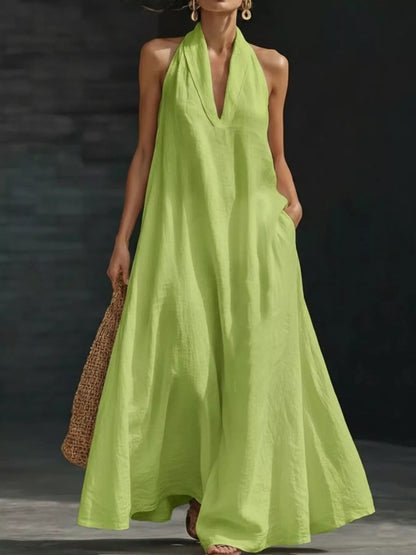 Full Size Halter Neck Sleeveless Maxi Dress Plus Size