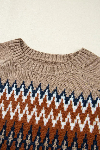 Geometric Pattern Long Sleeve Sweater