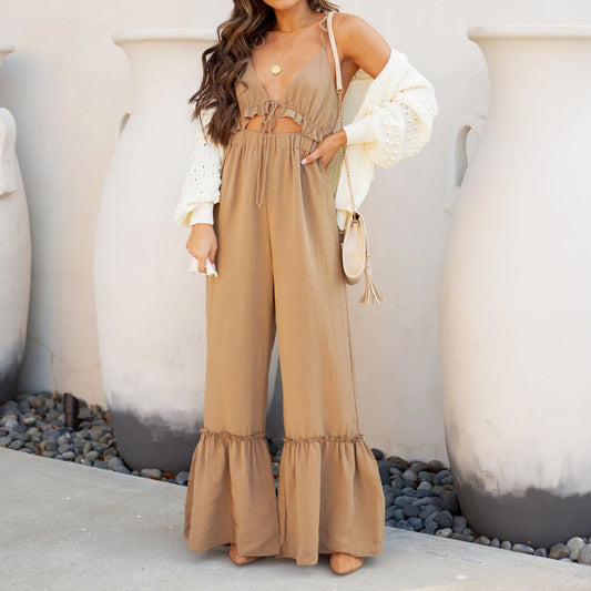 Solid Color Sexy Jumpsuit