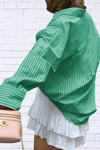 Effortless Cool – Oversized Striped Button-Down Shirt