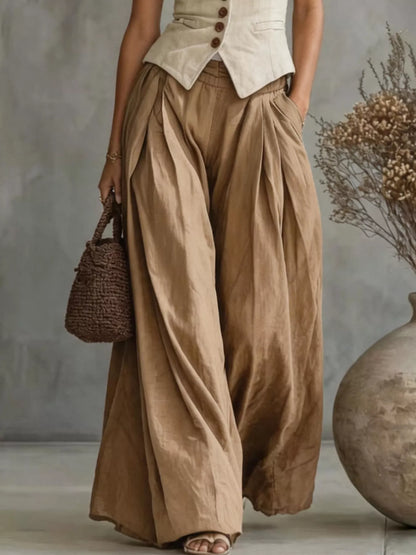 High-Waisted Pleated Wide-Leg Pants
