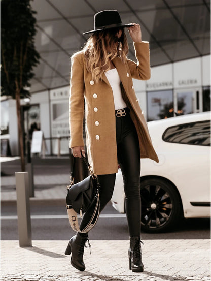Woolen Long Sleeve Blazer Coat