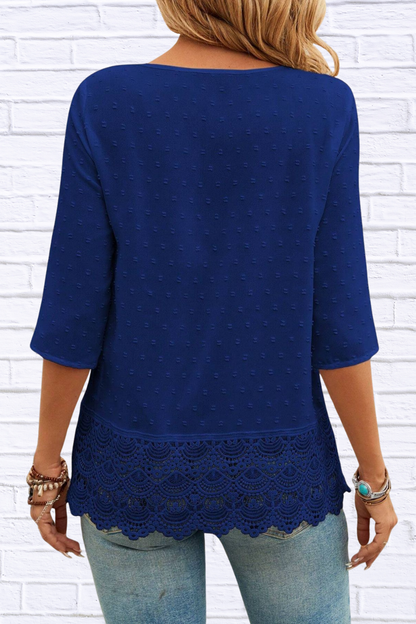Lace Hem V-Neck Blouse