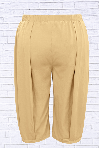 Plus Size Wide Leg Pleated Detail Cropped Pants