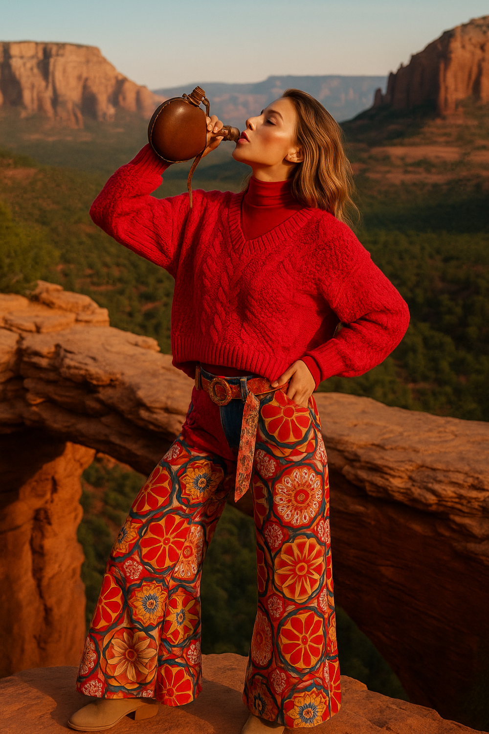 Printed Wide Leg Pants