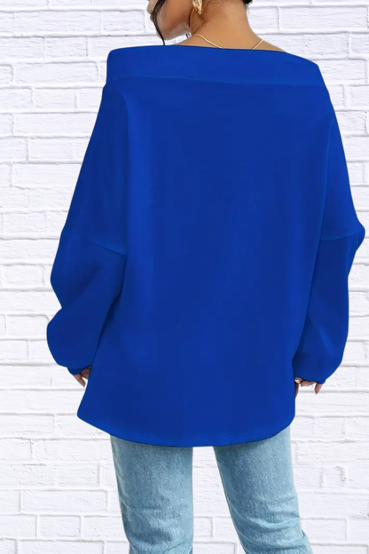 Off-Shoulder Drawstring Sweatshirt