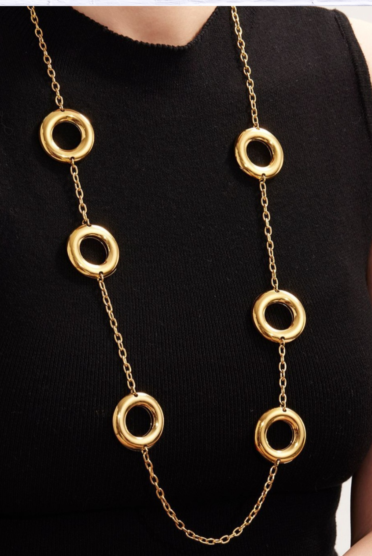 18K Gold-Plated Circle Chain Statement Necklace