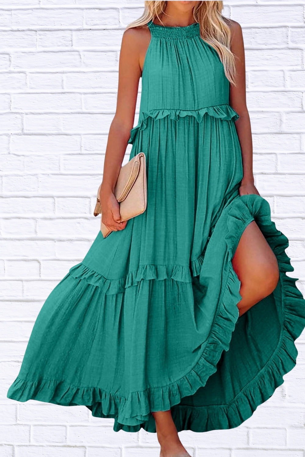 Ruffled Sleeveless Maxi Dress | Flowy & Feminine