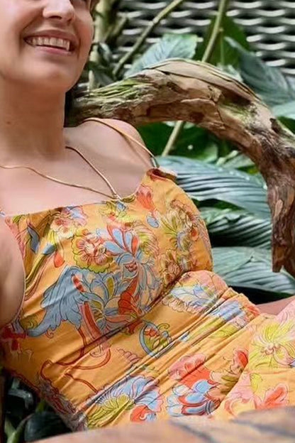 Spaghetti Strap Floral Print Chiffon Maxi Dress
