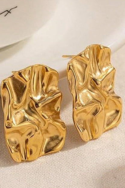 Rosiedress Textured Gold Rectangle Stud Earrings