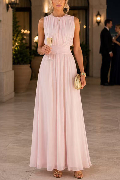 Crewneck Sleeveless High Waist Maxi Dress