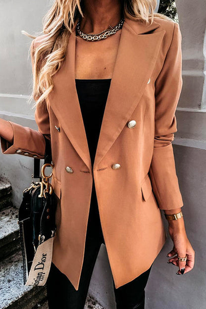 Rosiedress Lapel Double Breasted Open Front Blazer Jacket