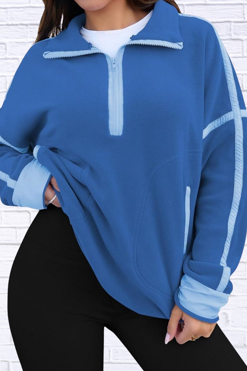 Half Zip Dropped Shoulder Sweatshirt