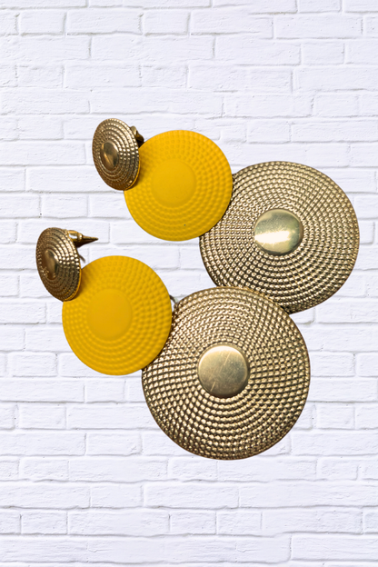 Absolutely Gorgeous Two-Tone Tiered Round Drop Earrings