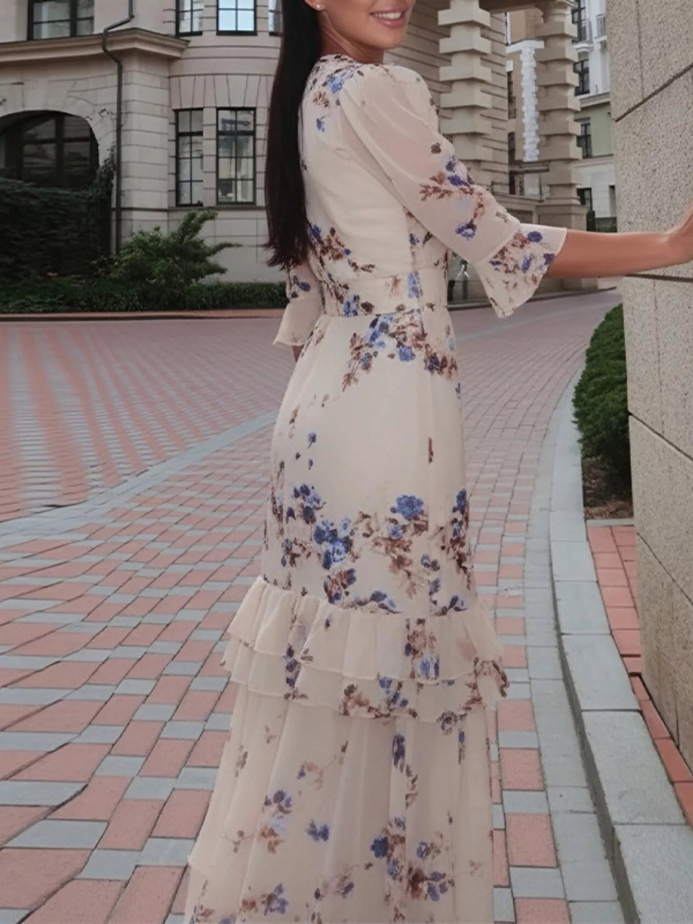Full Size Ruffled Button Front Half Sleeve Dress Plus Size