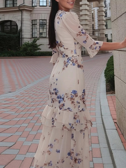 Full Size Ruffled Button Front Half Sleeve Dress Plus Size