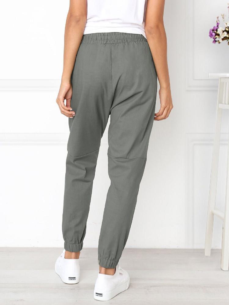 Drawstring Elastic Waist Pockets Jogger Pants